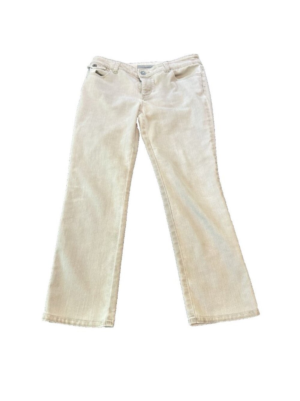 Chicos Platinum Denim Womens Pants 0 Ivory Straight Leg Stretch Jeans Neutral